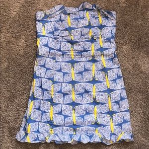 Lilly Pulitzer Blue/Yellow Strapless Mini Dress